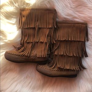 Brown Fringe Boots.